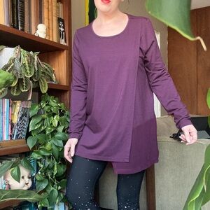 Soft Surroundings Purple Long Sleeve Top with Sheer Detail